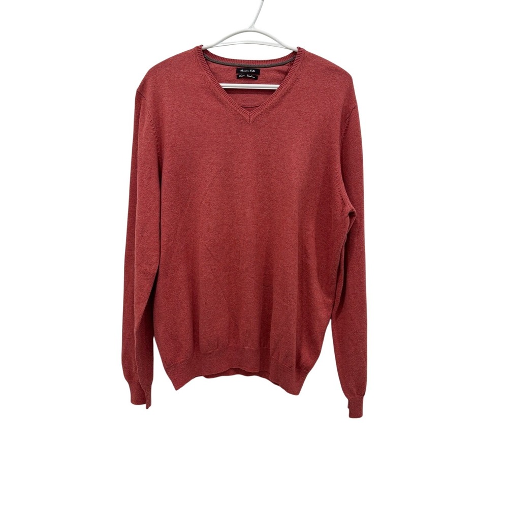 Massimo Dutti 95% Cotton 5%Cashmere V-Neck Sweater Men's EU 40 US L Coral Pink